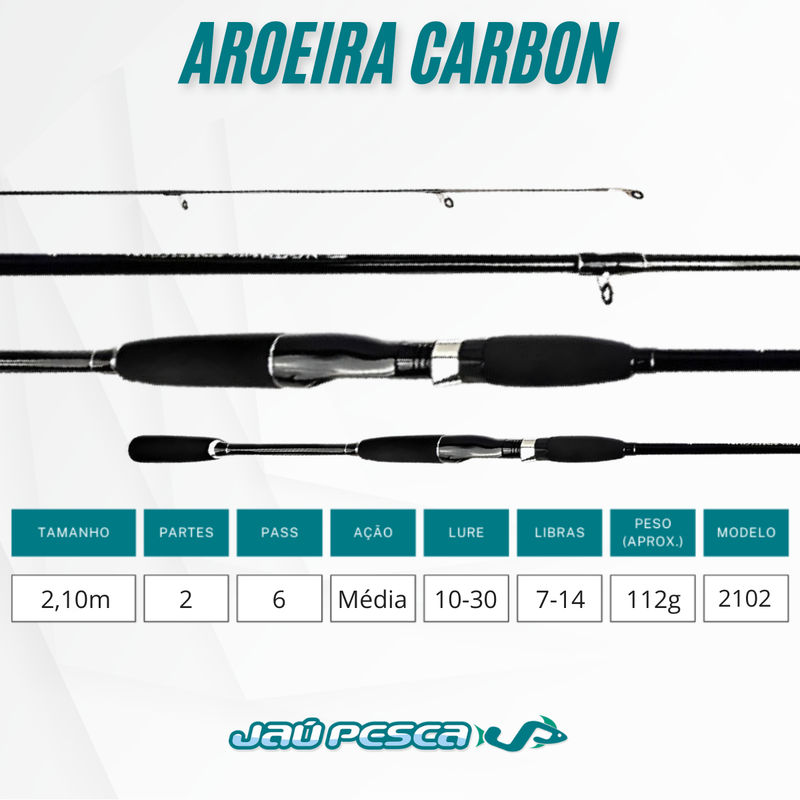 Vara Molinete AROEIRA CARBON 2102 2,10mt 7-14lbs Albatroz Fishing