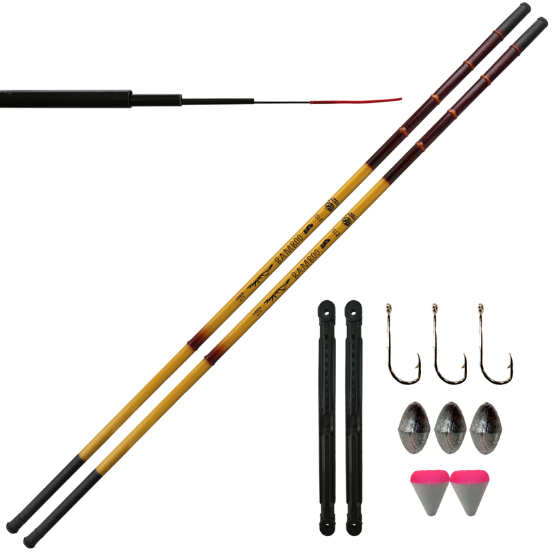 Kit 02 Vara Telescópica Bamboo 1,80m e Acessorios Albatroz Fishing
