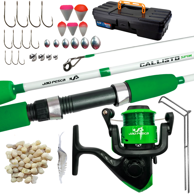Kit Pesca (Milhão) Vara 2 Partes Molinete e Acessórios Meli Pesca Jau