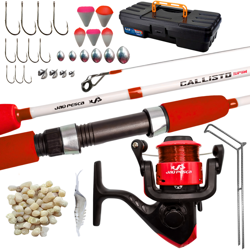Kit Pesca (Milhão) Vara 2 Partes Molinete e Acessórios Meli Pesca Jau