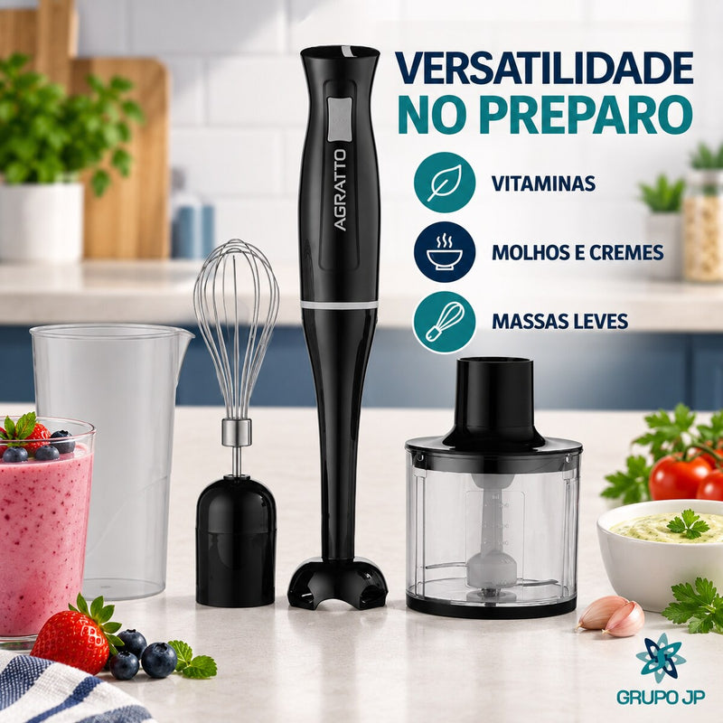 Mixer 3 em 1 200W com Copo e Processador – Agratto