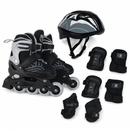 Kit Patins Inline Flexx 3.0 Prata + Proteção Completa Preta M - Bel Sports