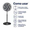 Ventilador de Coluna Turbo 6 Pás 50cm Preto 127V/220V - Ventisol