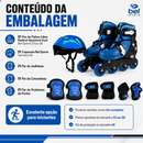 Kit Patins Inline Radical Ajustavel Azul + Proteção Completa Azul M - Bel Sports