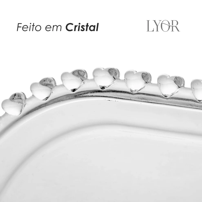 Travessa Cristal Oval Coração 25cm x 13cm x 2,5cm - Lyor