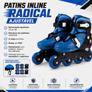 Kit Patins Inline Radical Ajustavel Azul + Proteção Completa Azul M - Bel Sports