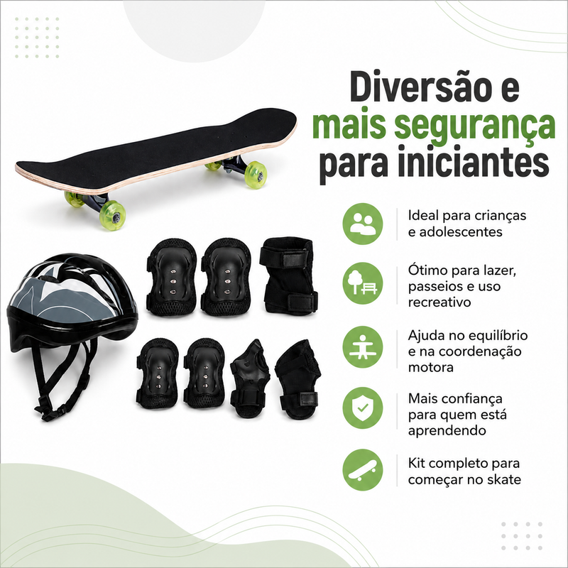 Kit Skate Liga da Justiça Estampa Sortida + Proteção Completa Preto M - Bel Sports