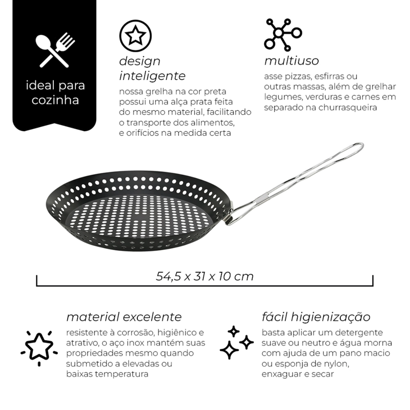 Panela Grill para Churrasqueira 32cm - Mimo Style