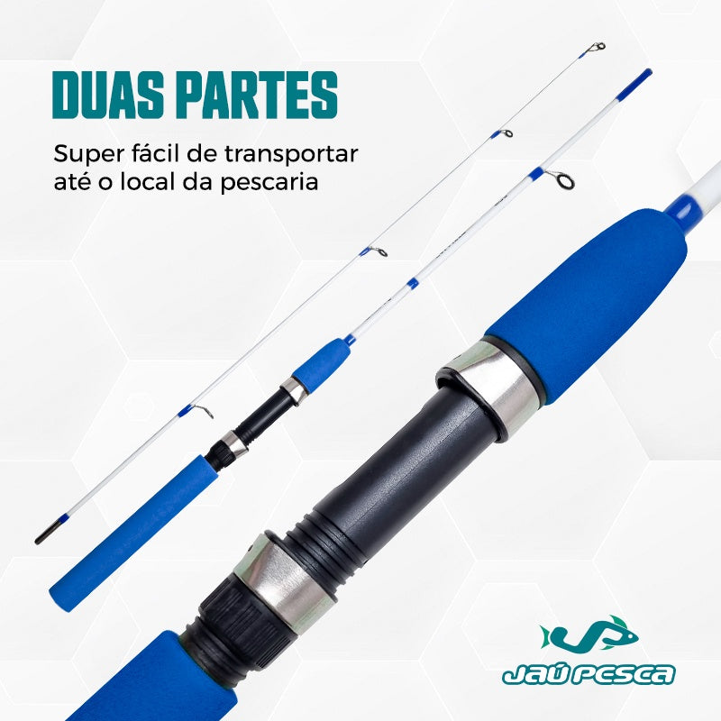 Kit Pesca (Milhão) Vara 2 Partes Molinete e Acessórios Meli Pesca Jau