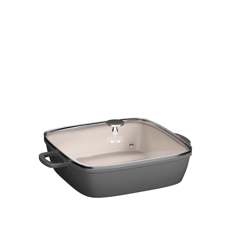 Kit Cozinha Caçarola 28cm + Utensílios Silicone Cinza - Mimo Style