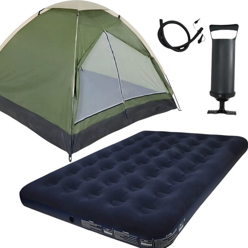 Kit Camping Barraca + Colchão Casal e Enchedor Jaú Pesca