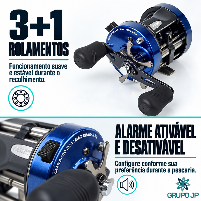 Carretilha Caster EVO 400  3+1 Rolamentos 8kg Drag - Marine