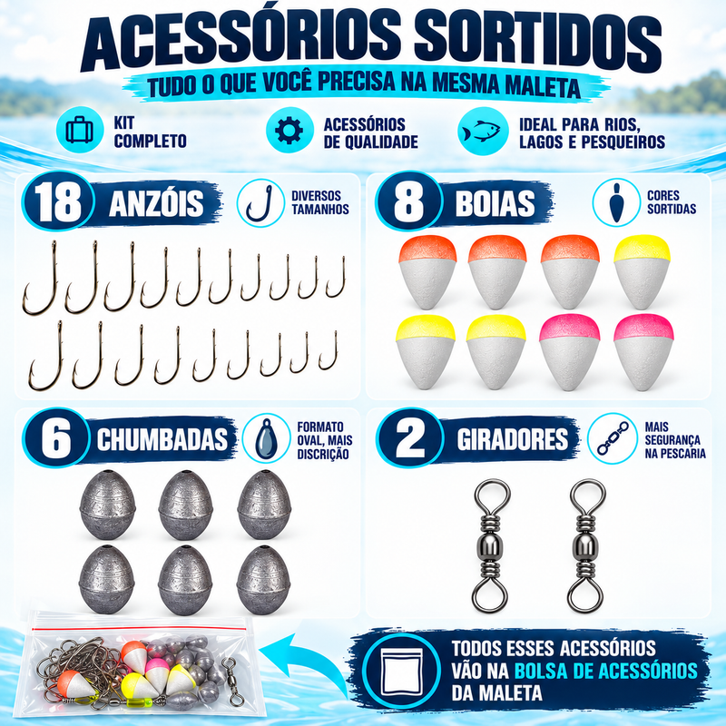 Kit Pesca Completo com Alicate e Isca Artificial
