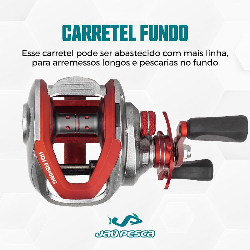 Carretilha SPIDER BG 300 Graphite Red 7.0:1 5+1 15kg