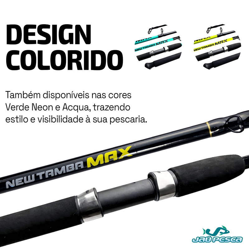Kit Vara New Tamba Max 30-60lbs 2,40 + Molinete Austin 5000 - Jaú Pesca - Preto