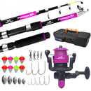 Kit de Pesca - Vara 20lbs + Molinete e Linha Jau Pesca + Acessórios + Maleta - Completo