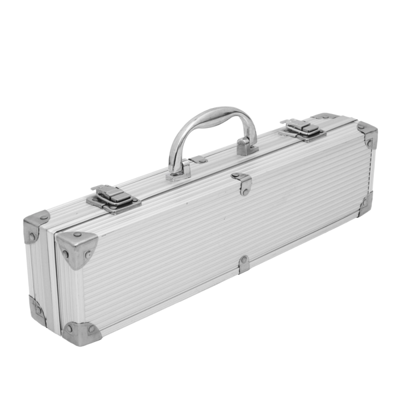 Jogo Churrasco 3pçs Inox Com Maleta - Mimo Style