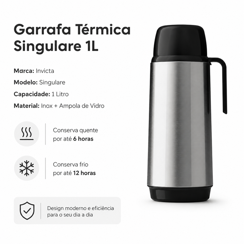 Garrafa Térmica Singulare Inox 1L - Invicta
