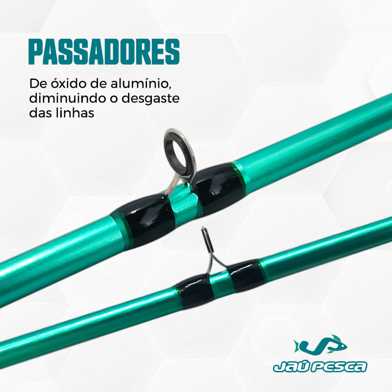Kit de pesca Vara Carretilha JP TAMBAQUI PRO 2,10 + Carretilha LX400 Esquerda
