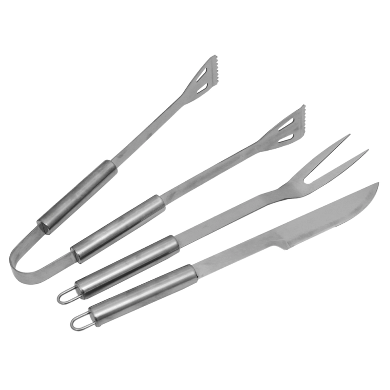 Jogo Churrasco 3pçs Inox Com Maleta - Mimo Style
