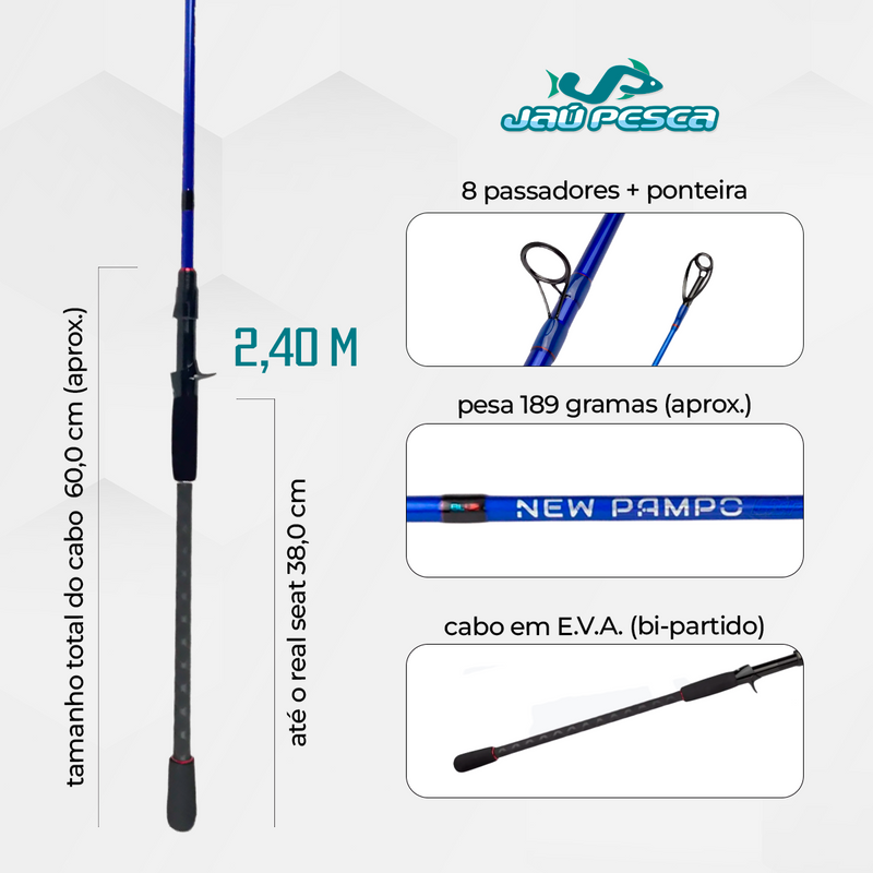 Vara Carbono Para Carretilha New Pampo Limited 20-50 LBs