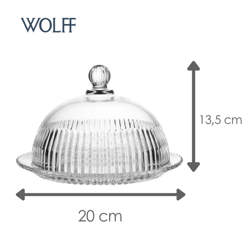 Queijeira Cristal com Tampa Império 20cm x 20cm x 13,5cm - Wolff