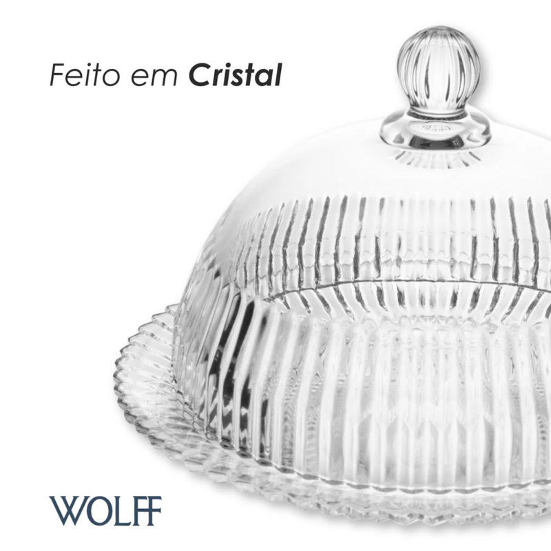 Queijeira Cristal com Tampa Império 20cm x 20cm x 13,5cm - Wolff