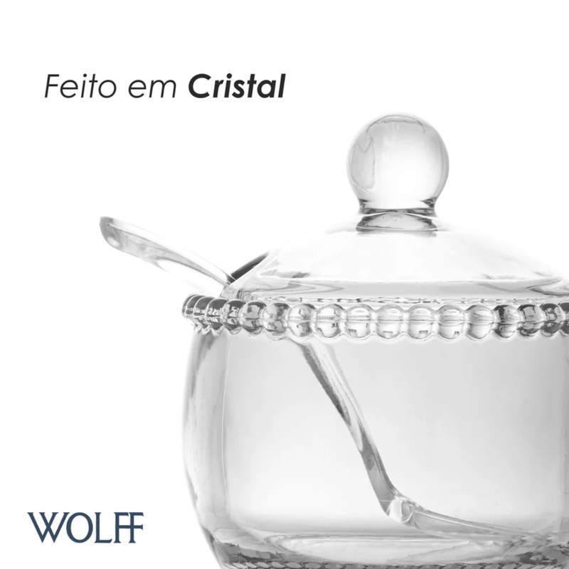 Açucareiro Cristal com Colher Pearl 200ml - Wolff