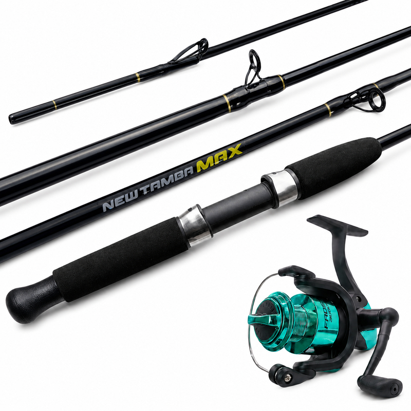 Kit Vara New Tamba Max 30-60lbs 2,70 + Molinete Frost 6000 - Jaú Pesca - Preto