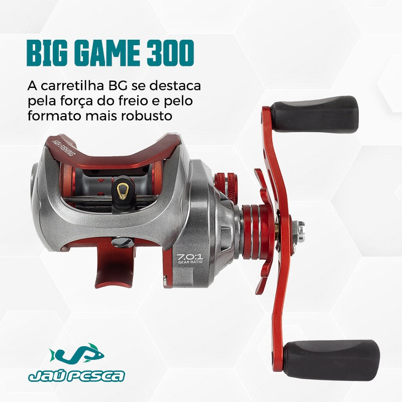 Carretilha SPIDER BG 300 Graphite Red 7.0:1 5+1 15kg