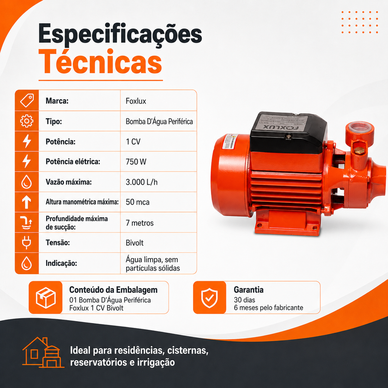 Bomba D' Àgua Periférica 1 cv - Fox Lux