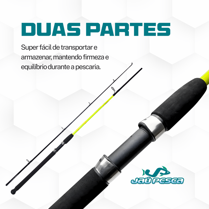 Kit Vara New Tamba Max 30-60lbs 2,70 + Molinete Frost 6000 - Jaú Pesca - Verde Neon