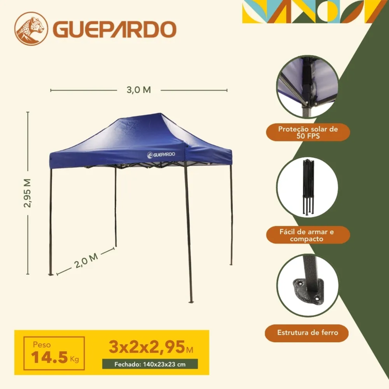 GAZEBO PAGODA 2X3 AZUL