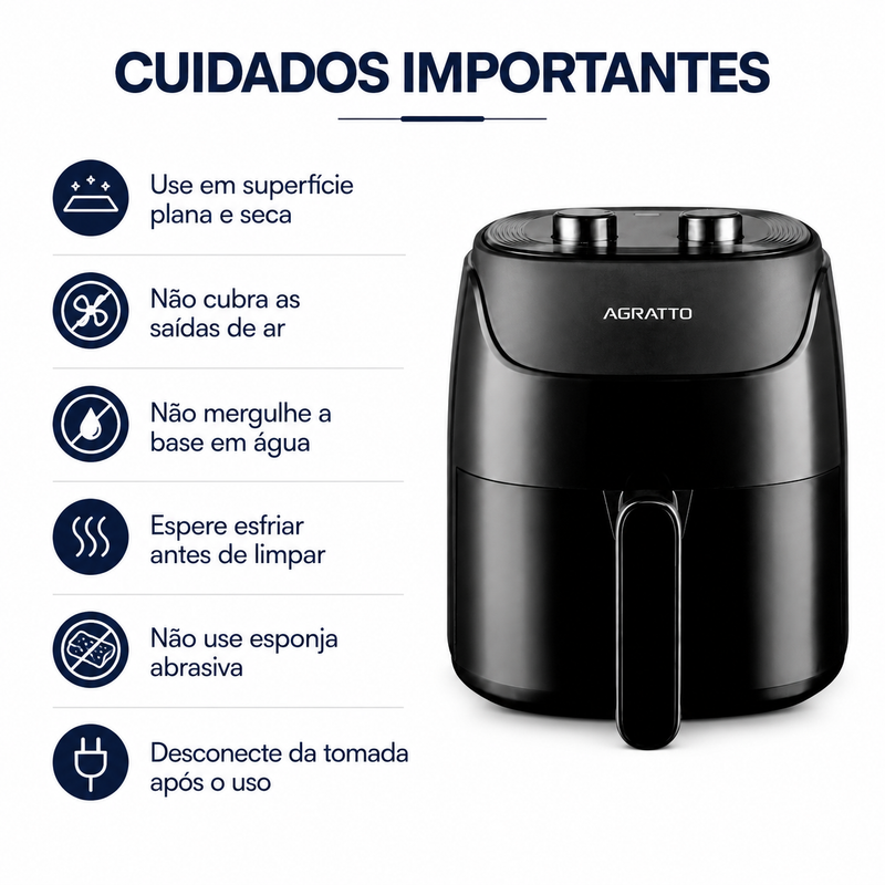 Fritadeira Air Fryer Supremma 4L Preta - Agratto
