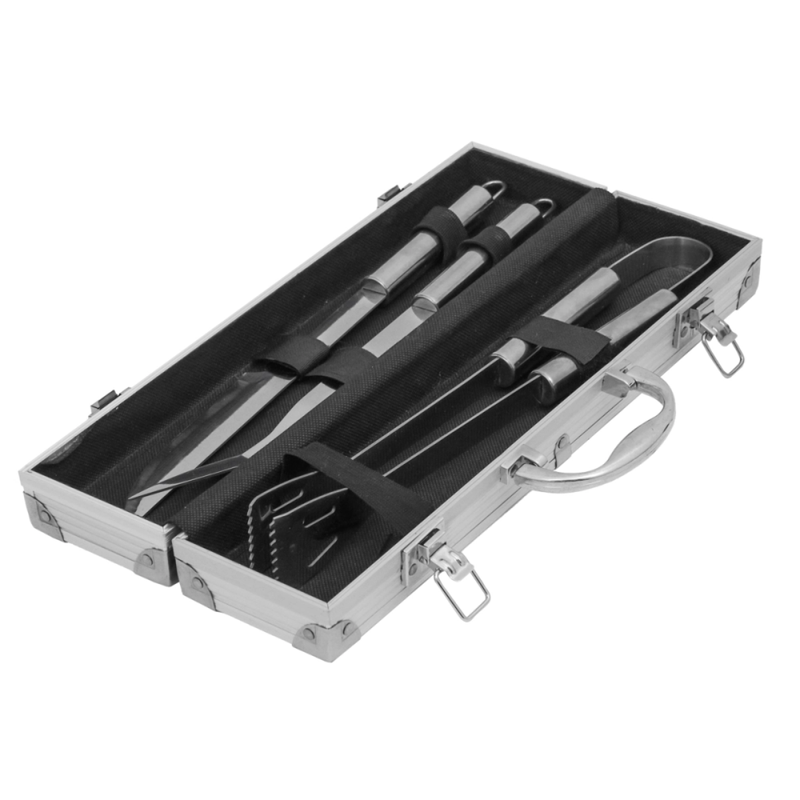 Jogo Churrasco 3pçs Inox Com Maleta - Mimo Style
