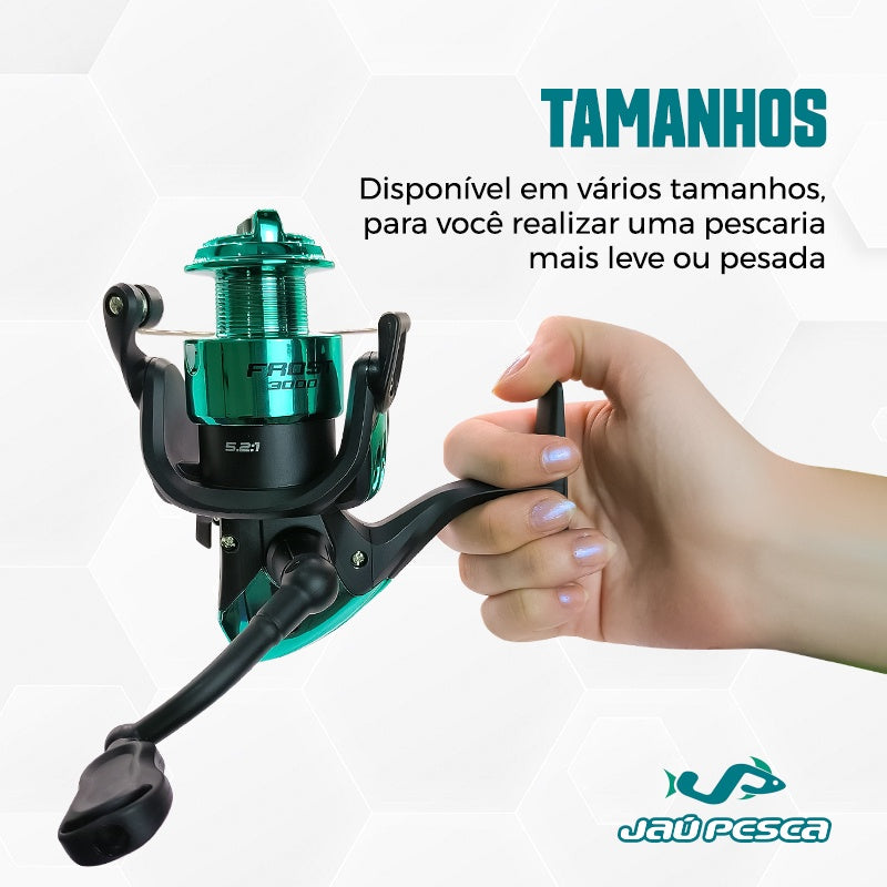 Kit Vara New Tamba Max 30-60lbs 2,70 + Molinete Frost 6000 - Jaú Pesca - Verde Neon