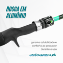 Kit de pesca Carretilha AGATA Acqua 1,50m + Carretilha M21 PRO Acqua Esquerda e Linha Mono