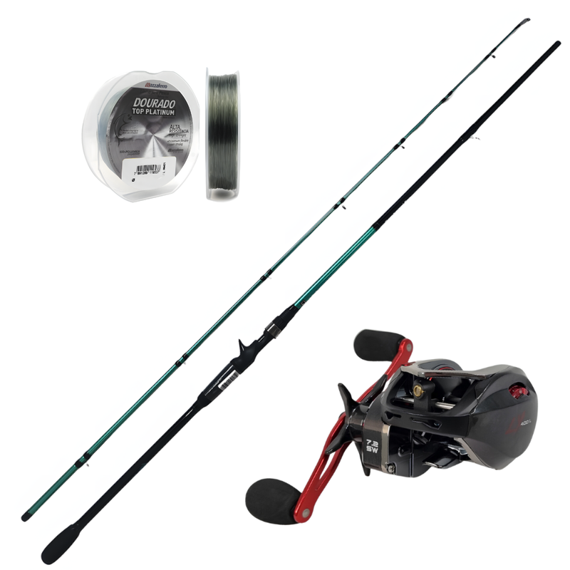 Kit de pesca Vara Carretilha JP TAMBAQUI PRO 2,10 + Carretilha LX400 Esquerda + Linha Mono