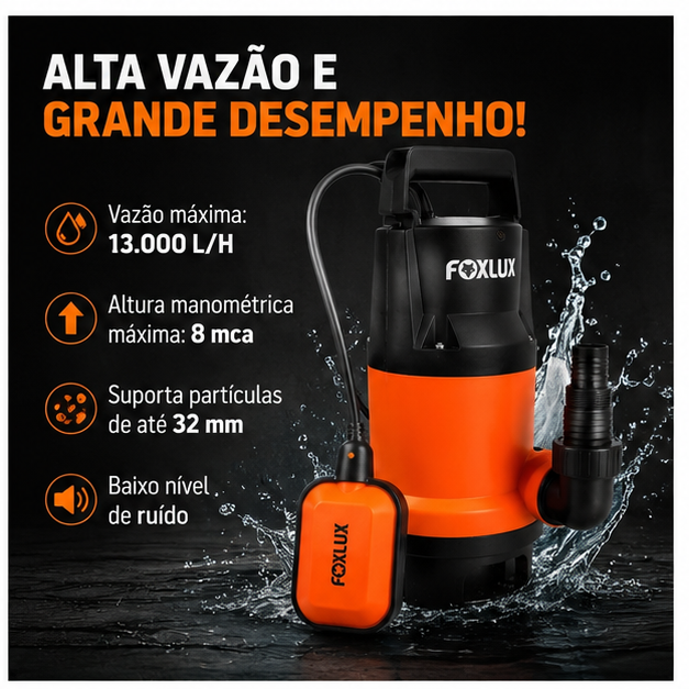 Bomba D’água Submersível Tipo Sapo - Fox Lux