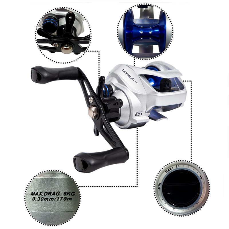 Kit de pesca Vara Agata 1,65mts e Carretilha Luke Slim Esquerda e Linha