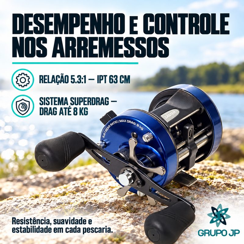 Carretilha Caster EVO 400  3+1 Rolamentos 8kg Drag - Marine
