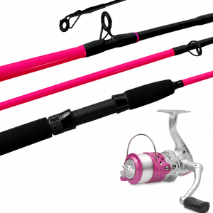 Kit ML Vara Molinete JP PRO 10-20lbs / 12-25lbs Rosa + Molinete Magnum Plus Lady 3000 3 Rolamentos - Jaú Pesca