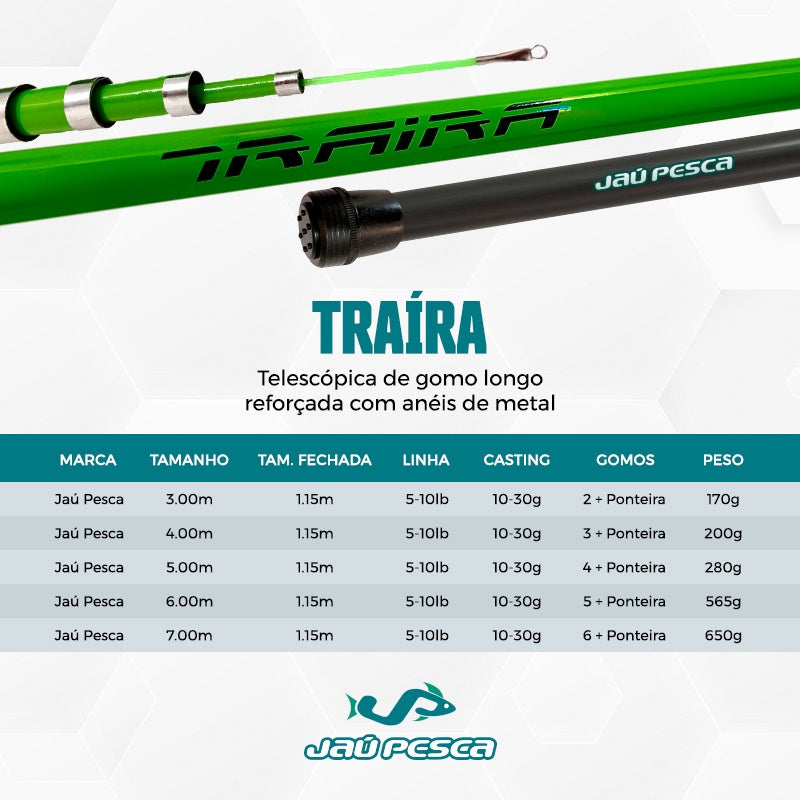 Vara Telescópica Gomo Longo JP Traira Verde Jaú Pesca