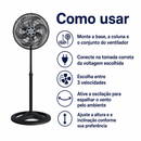 Ventilador de Coluna Turbo 6 Pás 40cm Preto 127V/220V – Ventisol