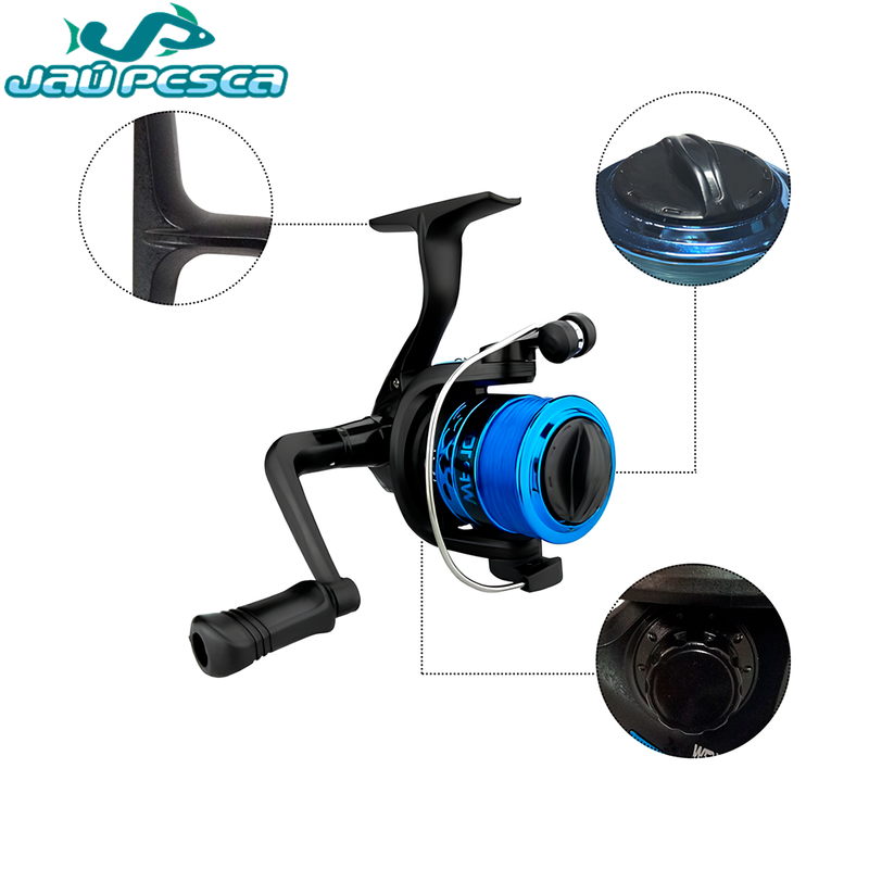 Kit de Pesca 04 Vara 2P 1,50 mts + Molinete Maleta e Saquinho Albatroz