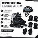 Kit Patins Inline Flexx 3.0 Prata + Proteção Completa Preta M - Bel Sports