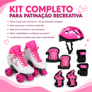 Kit Patins Quad Love Unicornio + Proteção completa Rosa M - Bel Sports