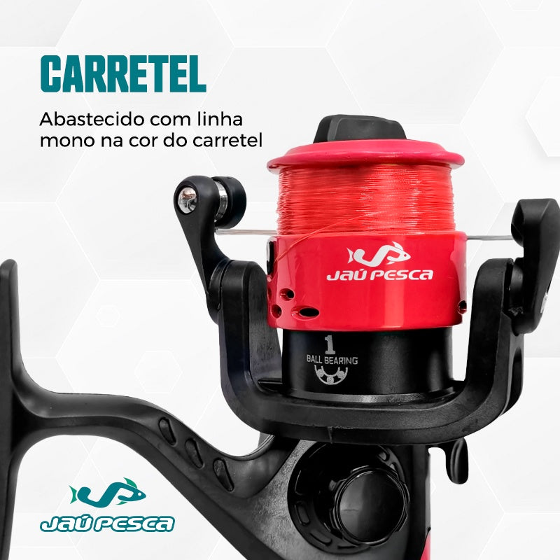 Kit De Pesca S200 Vara Molinete e Acessórios Meli Pesca Jau