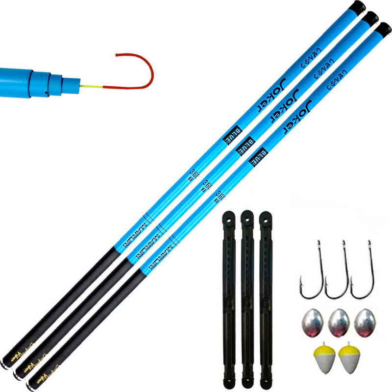 03 Varas Telescópica Maruri JOKER BLUE 2,70 mts e Acessorios