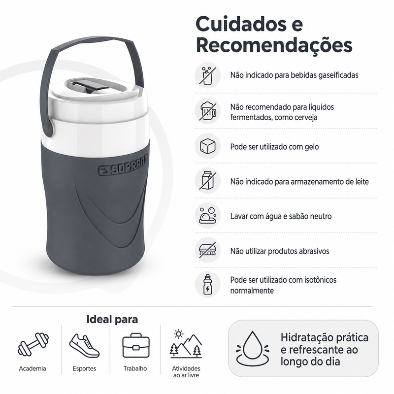 Botijão Termico Everest 2 L Cinza - Soprano